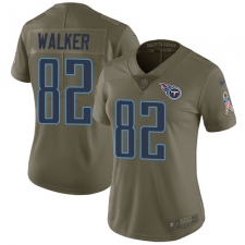 Women's Nike Tennessee Titans #82 Delanie Walker Limited Olive 2017 Salute to Service NFL Jersey