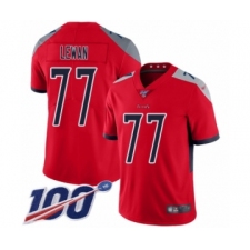 Men's Tennessee Titans #77 Taylor Lewan Limited Red Inverted Legend 100th Season Football Jersey