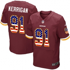 Men's Nike Washington Redskins #91 Ryan Kerrigan Elite Burgundy Red Home USA Flag Fashion NFL Jersey