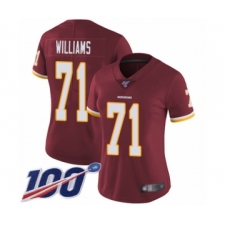 Women's Washington Redskins #71 Trent Williams Burgundy Red Team Color Vapor Untouchable Limited Player 100th Season Football Jersey