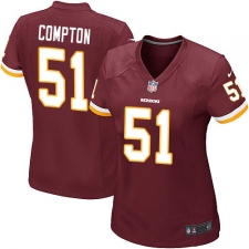 Women's Nike Washington Redskins #51 Will Compton Game Burgundy Red Team Color NFL Jersey