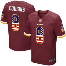 Men's Nike Washington Redskins #8 Kirk Cousins Elite Burgundy Red Home USA Flag Fashion NFL Jersey