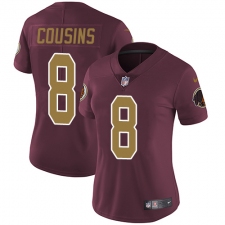 Women's Nike Washington Redskins #8 Kirk Cousins Burgundy Red/Gold Number Alternate 80TH Anniversary Vapor Untouchable Limited Player NFL Jersey
