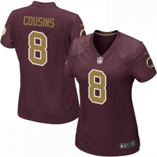 Women's Nike Washington Redskins #8 Kirk Cousins Game Burgundy Red/Gold Number Alternate 80TH Anniversary NFL Jersey