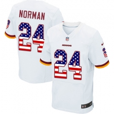 Men's Nike Washington Redskins #24 Josh Norman Elite White Road USA Flag Fashion NFL Jersey