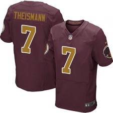 Men's Nike Washington Redskins #7 Joe Theismann Elite Burgundy Red/Gold Number Alternate 80TH Anniversary NFL Jersey