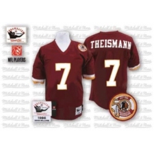 Mitchell and Ness Washington Redskins #7 Joe Theismann Red With 50TH Patch Authentic Throwback NFL Jersey
