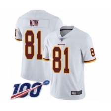 Men's Washington Redskins #81 Art Monk White Vapor Untouchable Limited Player 100th Season Football Jersey
