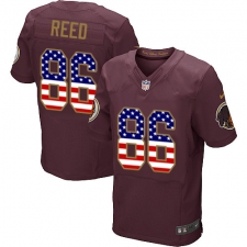 Men's Nike Washington Redskins #86 Jordan Reed Elite Burgundy Red Alternate USA Flag Fashion NFL Jersey