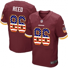 Men's Nike Washington Redskins #86 Jordan Reed Elite Burgundy Red Home USA Flag Fashion NFL Jersey