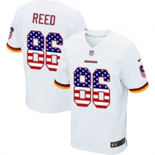 Men's Nike Washington Redskins #86 Jordan Reed Elite White Road USA Flag Fashion NFL Jersey