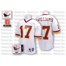 Mitchell and Ness Washington Redskins #17 Doug Williams White With 50TH Anniversary Patch Authentic Throwback NFL Jersey