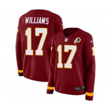 Women's Nike Washington Redskins #17 Doug Williams Limited Burgundy Therma Long Sleeve NFL Jersey