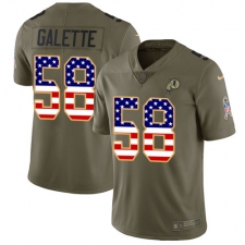 Men's Nike Washington Redskins #58 Junior Galette Limited Olive/USA Flag 2017 Salute to Service NFL Jersey
