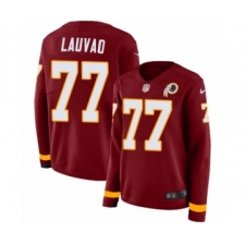Women's Nike Washington Redskins #77 Shawn Lauvao Limited Burgundy Therma Long Sleeve NFL Jersey