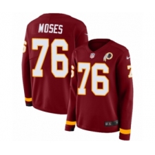 Women's Nike Washington Redskins #76 Morgan Moses Limited Burgundy Therma Long Sleeve NFL Jersey