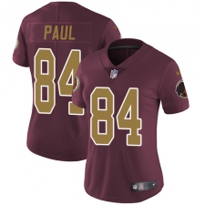 Women's Nike Washington Redskins #84 Niles Paul Elite Burgundy Red/Gold Number Alternate 80TH Anniversary NFL Jersey