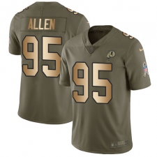 Youth Nike Washington Redskins #95 Jonathan Allen Limited Olive/Gold 2017 Salute to Service NFL Jersey
