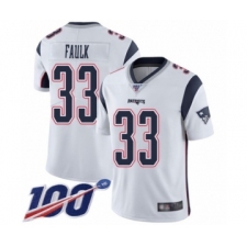 Men's New England Patriots #33 Kevin Faulk White Vapor Untouchable Limited Player 100th Season Football Jersey