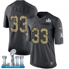 Men's Nike New England Patriots #33 Kevin Faulk Limited Black 2016 Salute to Service Super Bowl LII NFL Jersey