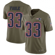 Men's Nike New England Patriots #33 Kevin Faulk Limited Olive 2017 Salute to Service NFL Jersey