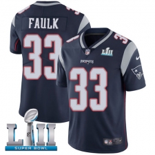 Men's Nike New England Patriots #33 Kevin Faulk Navy Blue Team Color Vapor Untouchable Limited Player Super Bowl LII NFL Jersey