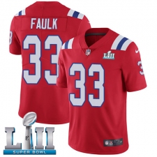 Men's Nike New England Patriots #33 Kevin Faulk Red Alternate Vapor Untouchable Limited Player Super Bowl LII NFL Jersey