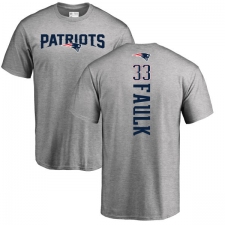NFL Nike New England Patriots #33 Kevin Faulk Ash Backer T-Shirt