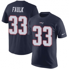 Nike New England Patriots #33 Kevin Faulk Navy Blue Rush Pride Name & Number T-Shirt