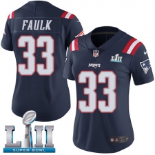 Women's Nike New England Patriots #33 Kevin Faulk Limited Navy Blue Rush Vapor Untouchable Super Bowl LII NFL Jersey
