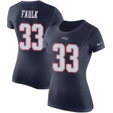 Women's Nike New England Patriots #33 Kevin Faulk Navy Blue Rush Pride Name & Number T-Shirt