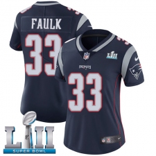 Women's Nike New England Patriots #33 Kevin Faulk Navy Blue Team Color Vapor Untouchable Limited Player Super Bowl LII NFL Jersey