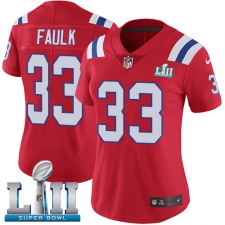 Women's Nike New England Patriots #33 Kevin Faulk Red Alternate Vapor Untouchable Limited Player Super Bowl LII NFL Jersey