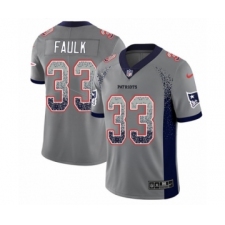 Youth Nike New England Patriots #33 Kevin Faulk Limited Gray Rush Drift Fashion NFL Jersey
