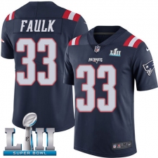 Youth Nike New England Patriots #33 Kevin Faulk Limited Navy Blue Rush Vapor Untouchable Super Bowl LII NFL Jersey