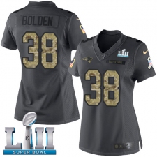 Women's Nike New England Patriots #38 Brandon Bolden Limited Black 2016 Salute to Service Super Bowl LII NFL Jersey
