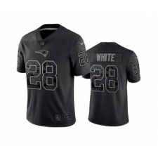 Men's New England Patriots #28 James White Black Reflective Limited Stitched Football Jersey