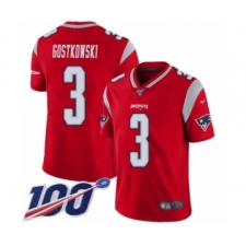 Men's New England Patriots #3 Stephen Gostkowski Limited Red Inverted Legend 100th Season Football Jersey