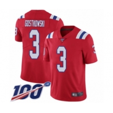 Men's New England Patriots #3 Stephen Gostkowski Red Alternate Vapor Untouchable Limited Player 100th Season Football Jersey
