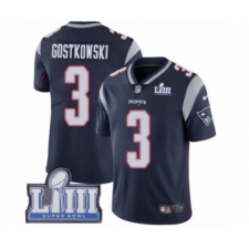 Men's Nike New England Patriots #3 Stephen Gostkowski Navy Blue Team Color Vapor Untouchable Limited Player Super Bowl LIII Bound NFL Jersey
