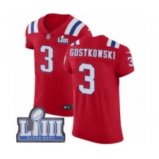 Men's Nike New England Patriots #3 Stephen Gostkowski Red Alternate Vapor Untouchable Elite Player Super Bowl LIII Bound NFL Jersey