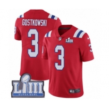 Men's Nike New England Patriots #3 Stephen Gostkowski Red Alternate Vapor Untouchable Limited Player Super Bowl LIII Bound NFL Jersey