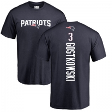 NFL Nike New England Patriots #3 Stephen Gostkowski Navy Blue Backer T-Shirt