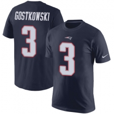 Nike New England Patriots #3 Stephen Gostkowski Navy Blue Rush Pride Name & Number T-Shirt