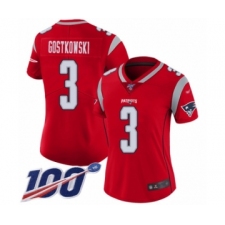 Women's New England Patriots #3 Stephen Gostkowski Limited Red Inverted Legend 100th Season Football Jersey