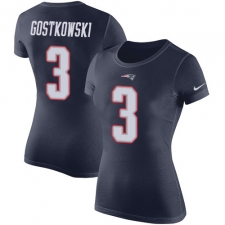 Women's Nike New England Patriots #3 Stephen Gostkowski Navy Blue Rush Pride Name & Number T-Shirt