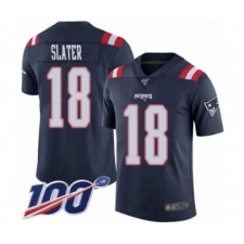 Men's New England Patriots #18 Matthew Slater Limited Navy Blue Rush Vapor Untouchable 100th Season Football Jersey