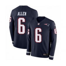 Men's Nike New England Patriots #6 Ryan Allen Limited Navy Blue Therma Long Sleeve NFL Jersey