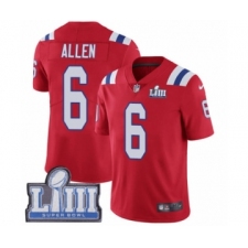 Men's Nike New England Patriots #6 Ryan Allen Red Alternate Vapor Untouchable Limited Player Super Bowl LIII Bound NFL Jersey