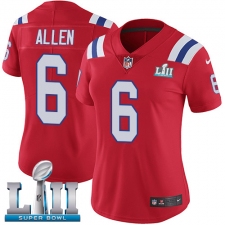 Women's Nike New England Patriots #6 Ryan Allen Red Alternate Vapor Untouchable Limited Player Super Bowl LII NFL Jersey